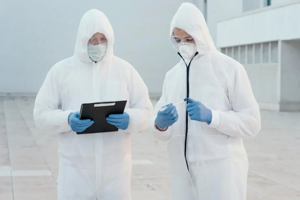 pest control staffs discussing